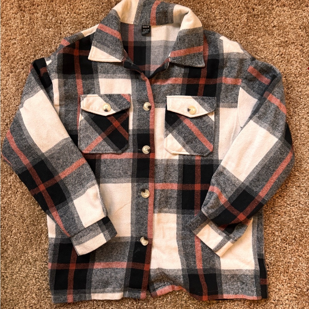 SHEIN Multicolor Plaid Jacket